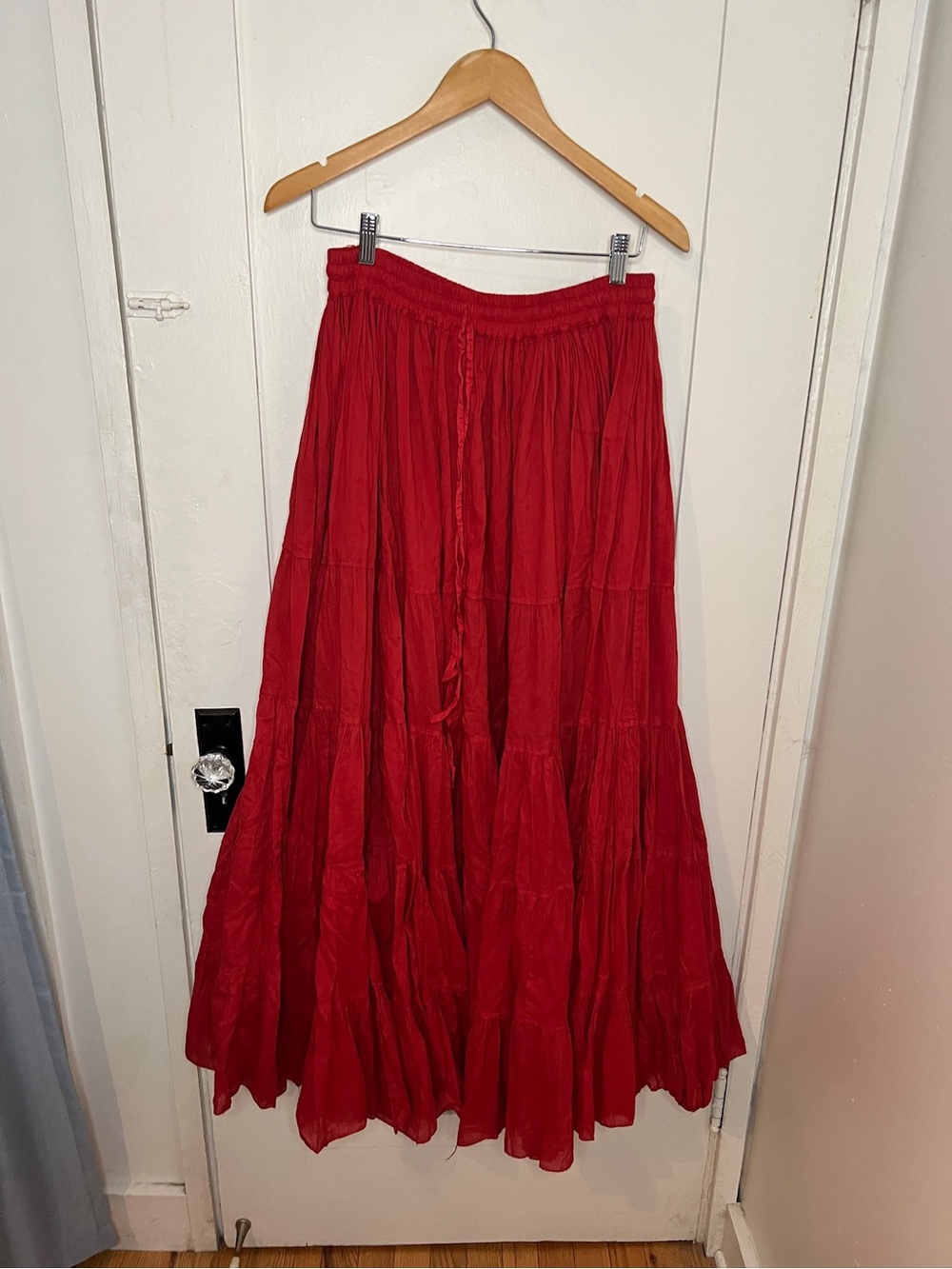 Eve Red Tiered Maxi Skirt Pants